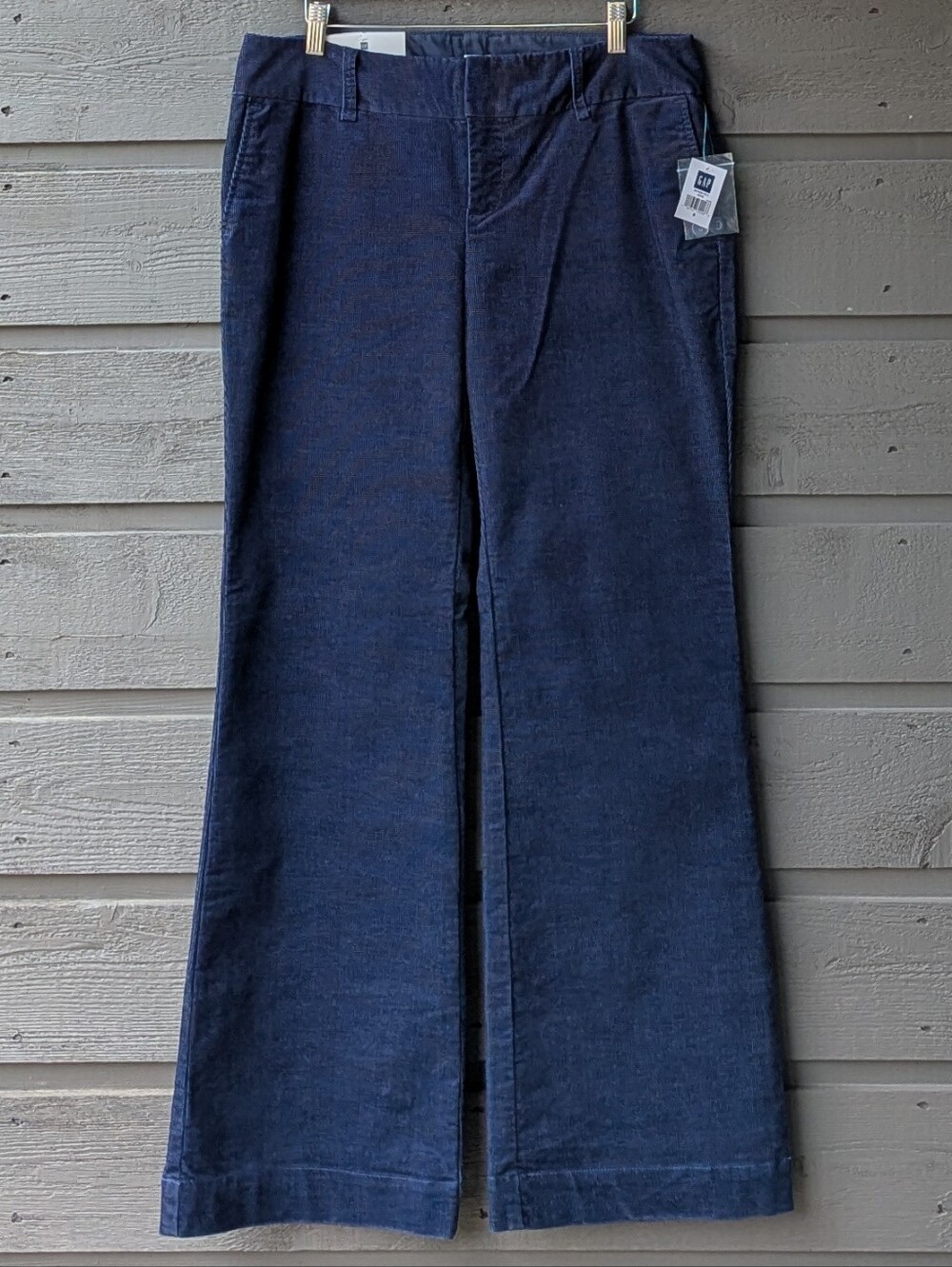 NWT 2007 GAP Factory Modern Fit Chino Navy Blue Corduroy Pants Low Rise Wide Leg